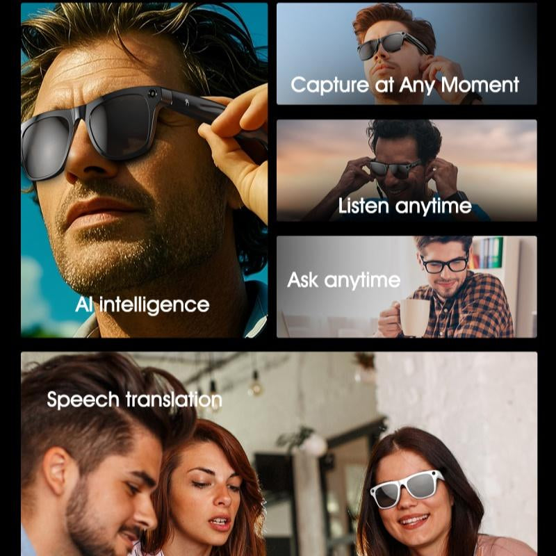 HYUNDAI XK ONE Pro Smart Camera Glasses with HD Recording, Surround Sound, and Blue Light Blocking Lenses - Perfect for Work and Driving!