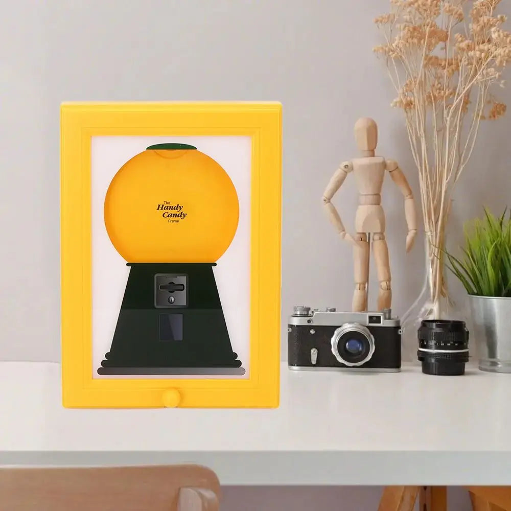 Rotating Candy Dispenser Picture Frame - Easy Restock, Moisture-Proof & Dust-Proof Design