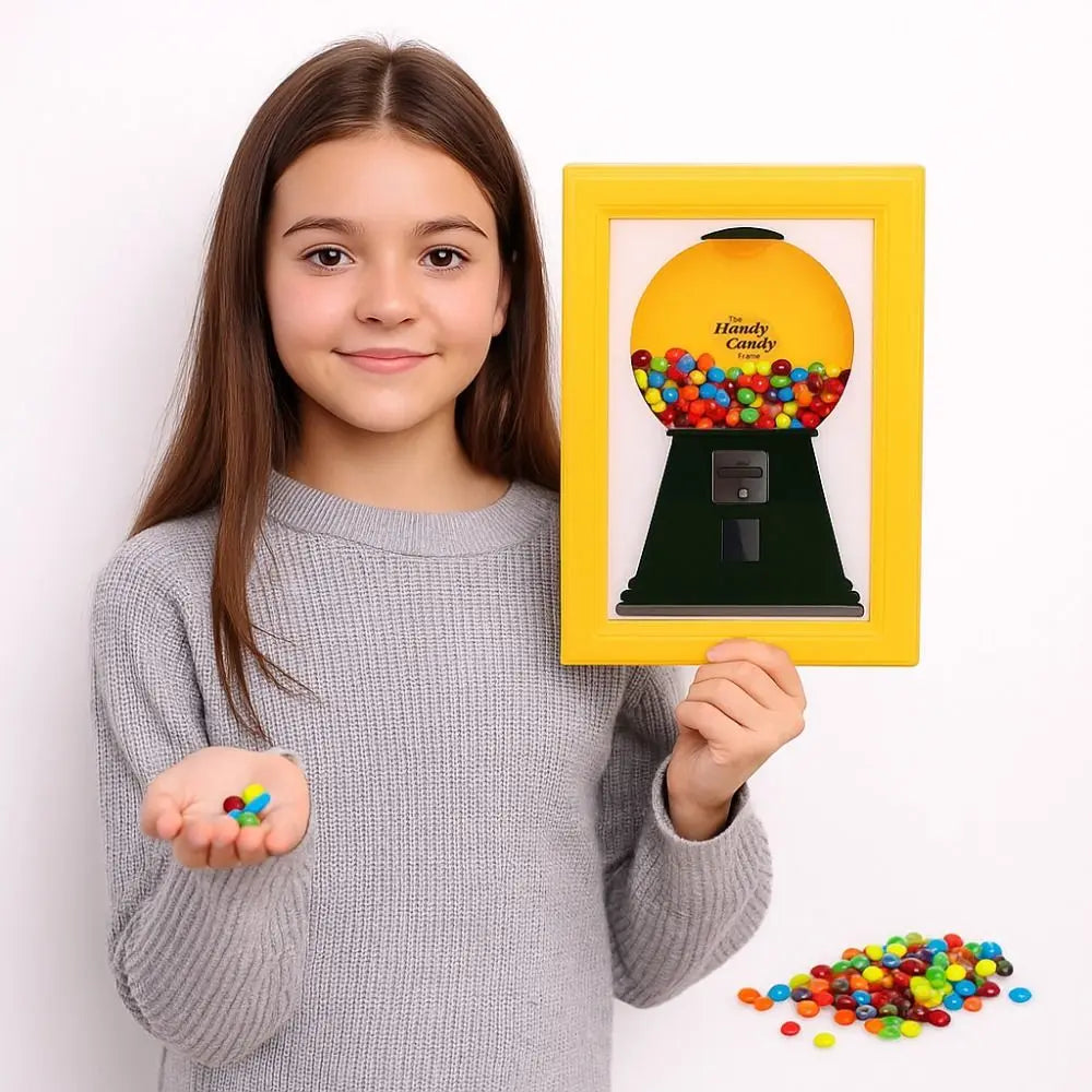 Rotating Candy Dispenser Picture Frame - Easy Restock, Moisture-Proof & Dust-Proof Design