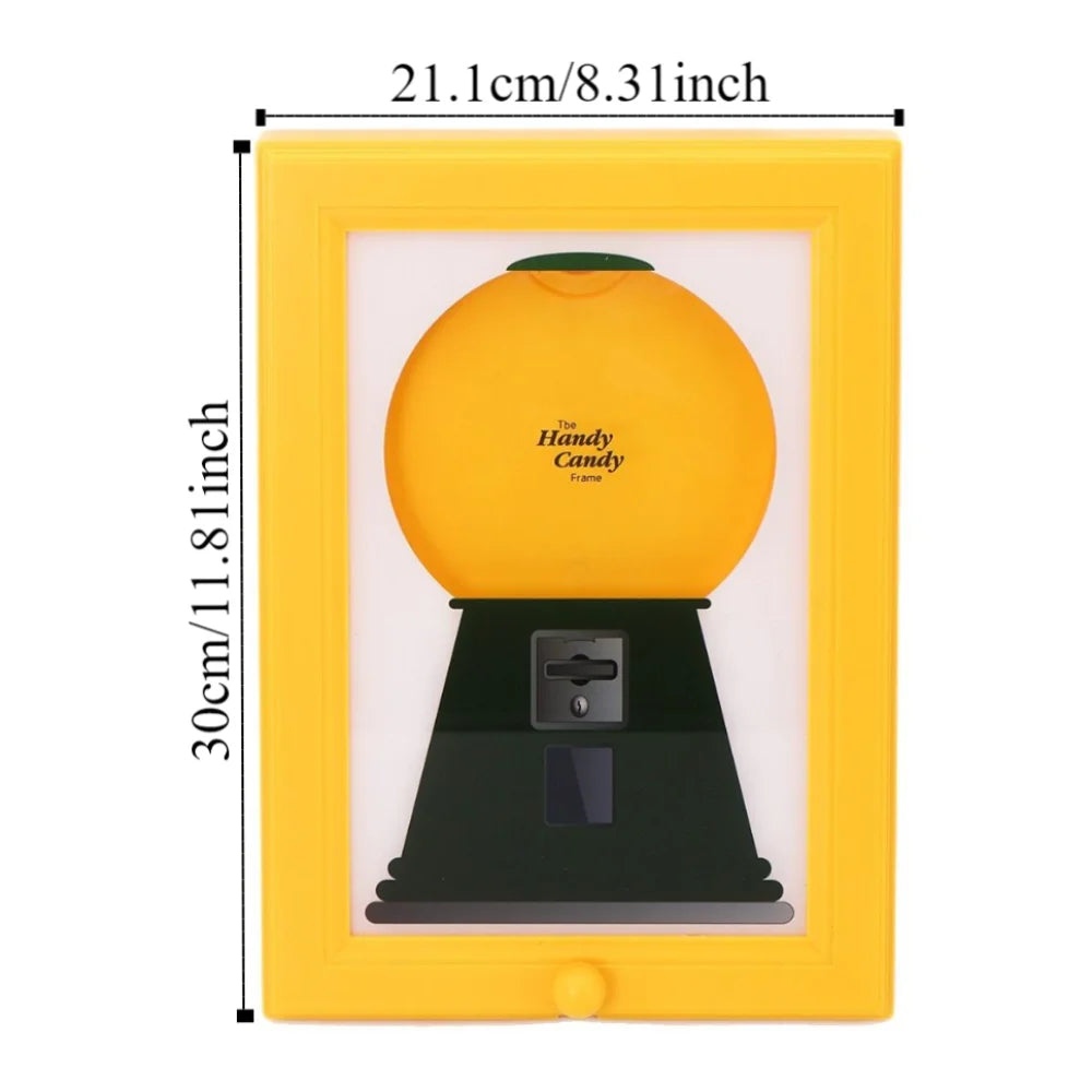 Rotating Candy Dispenser Picture Frame - Easy Restock, Moisture-Proof & Dust-Proof Design