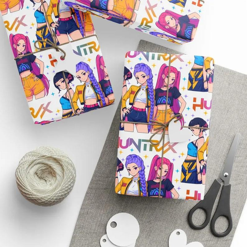Kpop Demon Hunters Christmas Wrapping Paper - Saja Boys Huntrix Gift Wrap for Festive Celebrations
