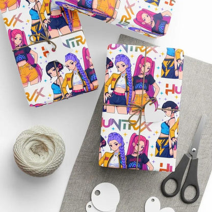 Kpop Demon Hunters Christmas Wrapping Paper - Saja Boys Huntrix Gift Wrap for Festive Celebrations