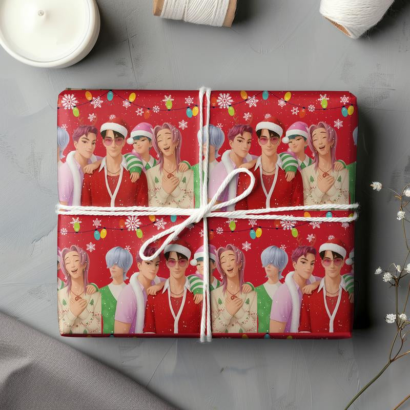 Kpop Demon Hunters Christmas Wrapping Paper - Saja Boys Huntrix Gift Wrap for Festive Celebrations