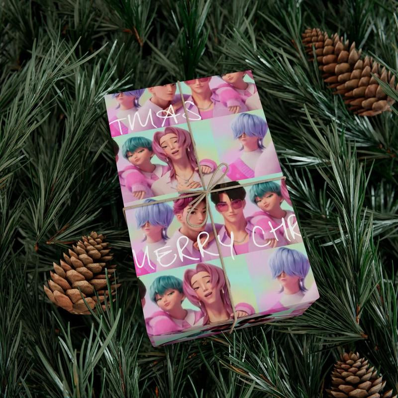 Kpop Demon Hunters Christmas Wrapping Paper - Saja Boys Huntrix Gift Wrap for Festive Celebrations