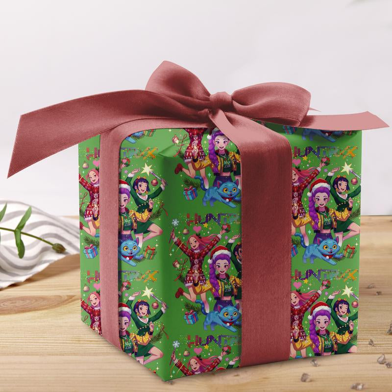 Kpop Demon Hunters Christmas Wrapping Paper - Saja Boys Huntrix Gift Wrap for Festive Celebrations
