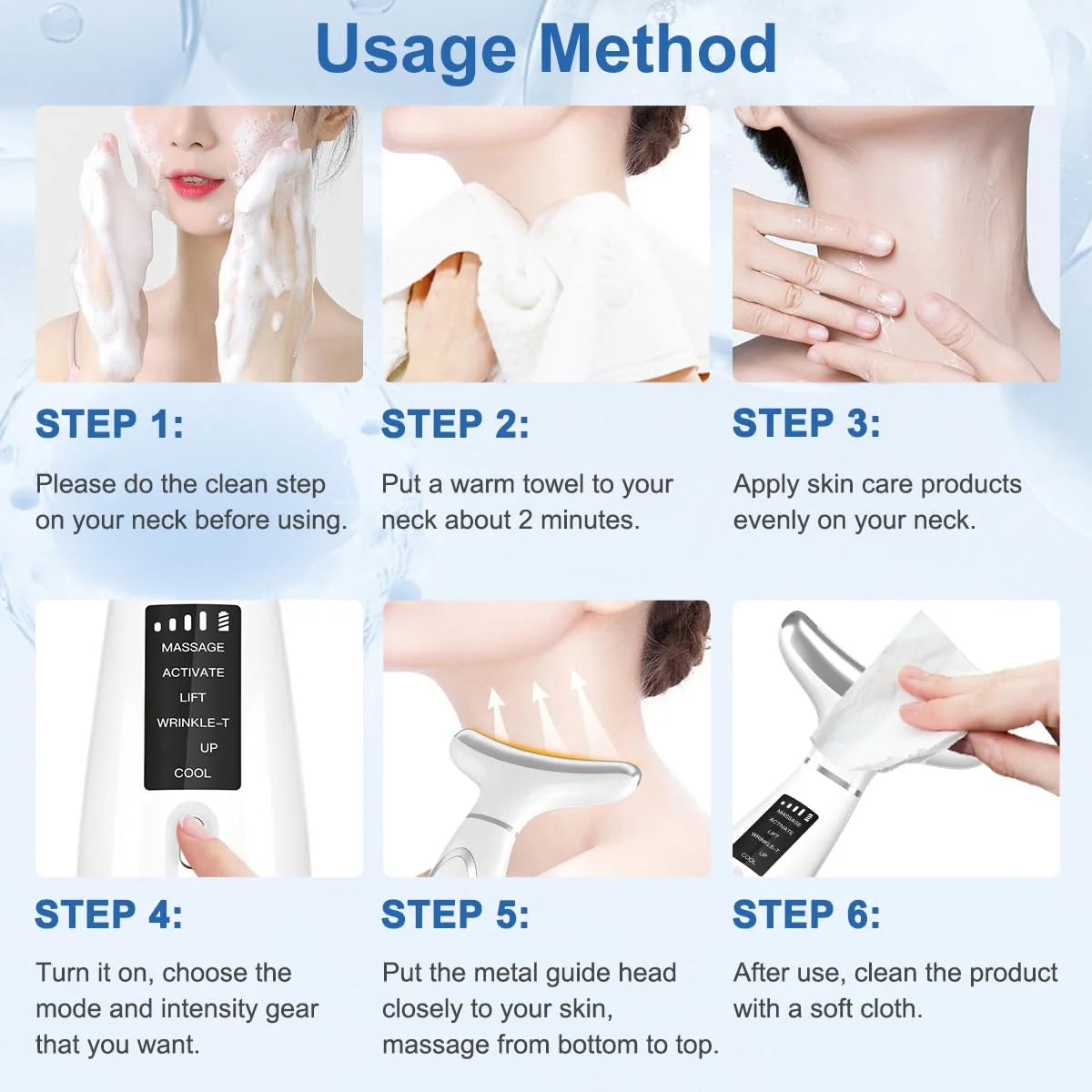 Revolutionary 6-in-1 Facial and Neck Beauty Device - Transform Your Skin with Light Therapy, Vibration, and Cooling for a Spa-Quality Experience at Home
