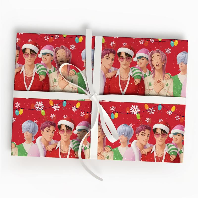Kpop Demon Hunters Christmas Wrapping Paper - Saja Boys Huntrix Gift Wrap for Festive Celebrations