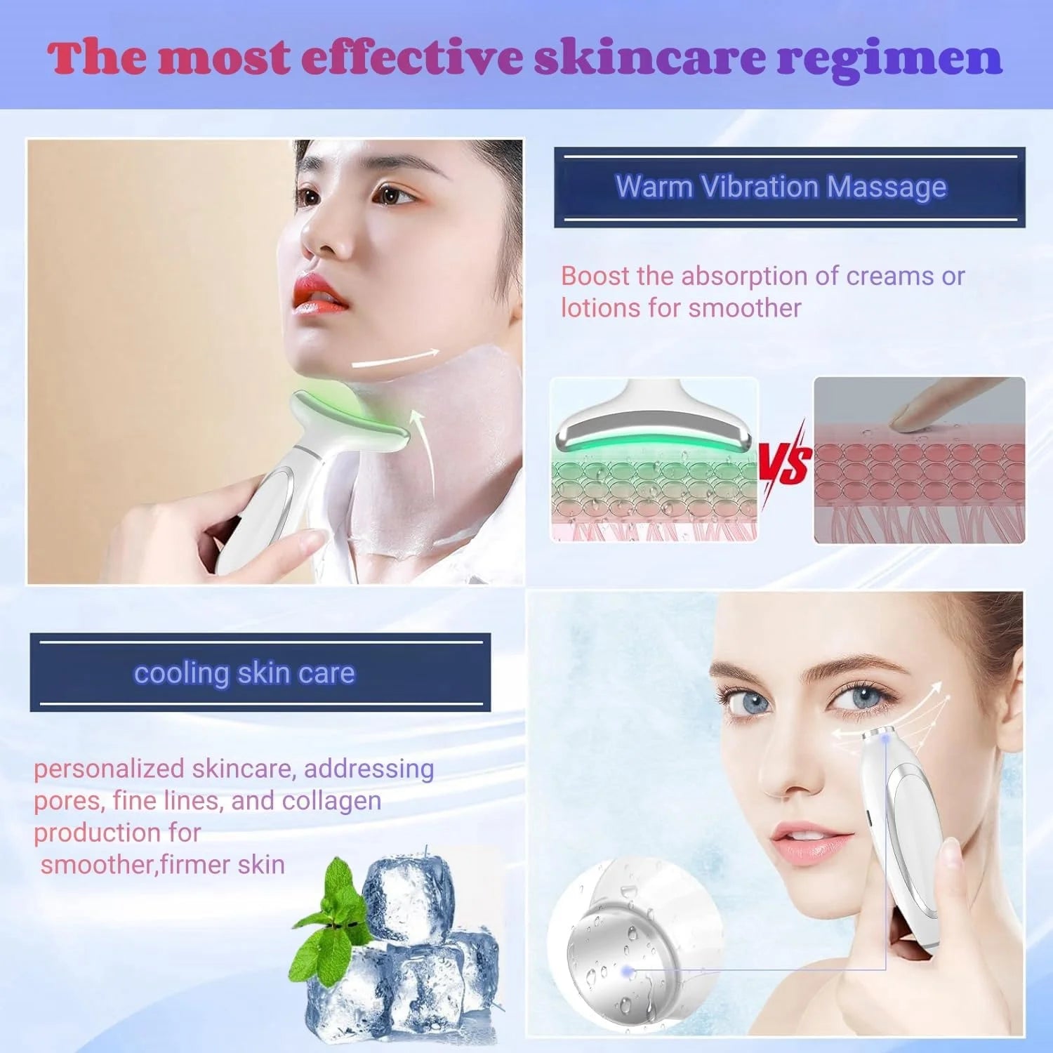 Revolutionary 6-in-1 Facial and Neck Beauty Device - Transform Your Skin with Light Therapy, Vibration, and Cooling for a Spa-Quality Experience at Home