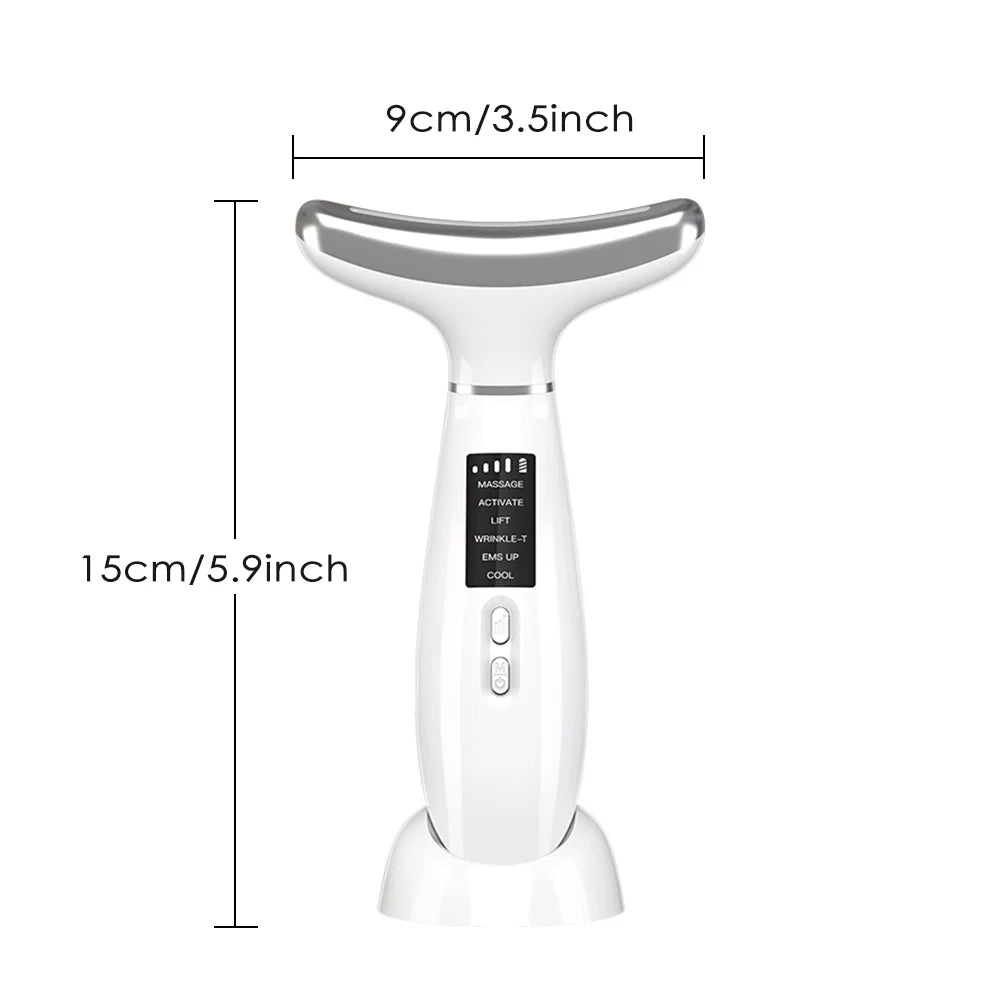 Revolutionary 6-in-1 Facial and Neck Beauty Device - Transform Your Skin with Light Therapy, Vibration, and Cooling for a Spa-Quality Experience at Home
