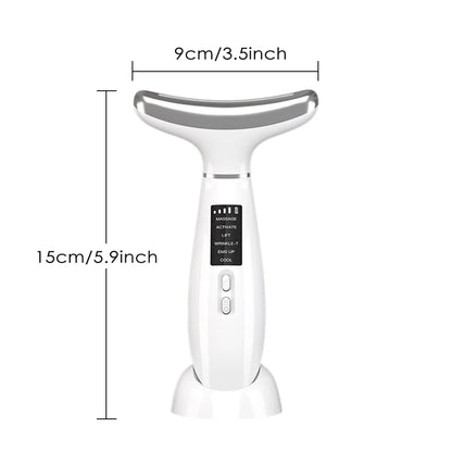 Revolutionary 6-in-1 Facial and Neck Beauty Device - Transform Your Skin with Light Therapy, Vibration, and Cooling for a Spa-Quality Experience at Home