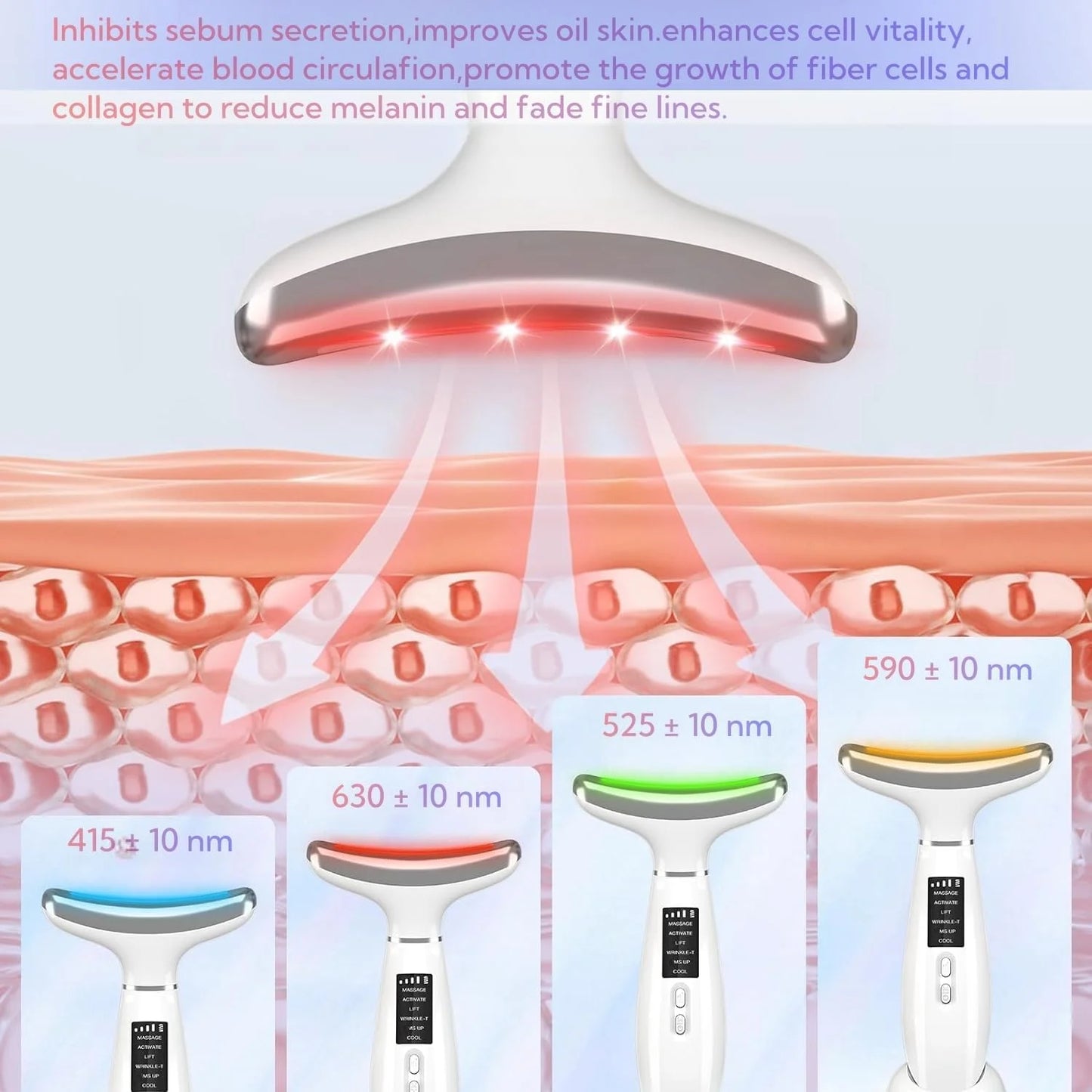 Revolutionary 6-in-1 Facial and Neck Beauty Device - Transform Your Skin with Light Therapy, Vibration, and Cooling for a Spa-Quality Experience at Home