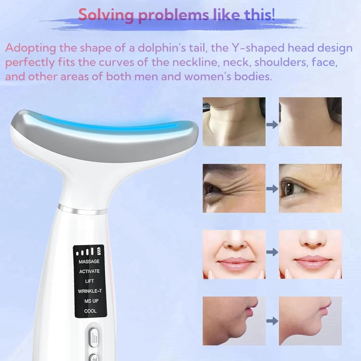 Revolutionary 6-in-1 Facial and Neck Beauty Device - Transform Your Skin with Light Therapy, Vibration, and Cooling for a Spa-Quality Experience at Home