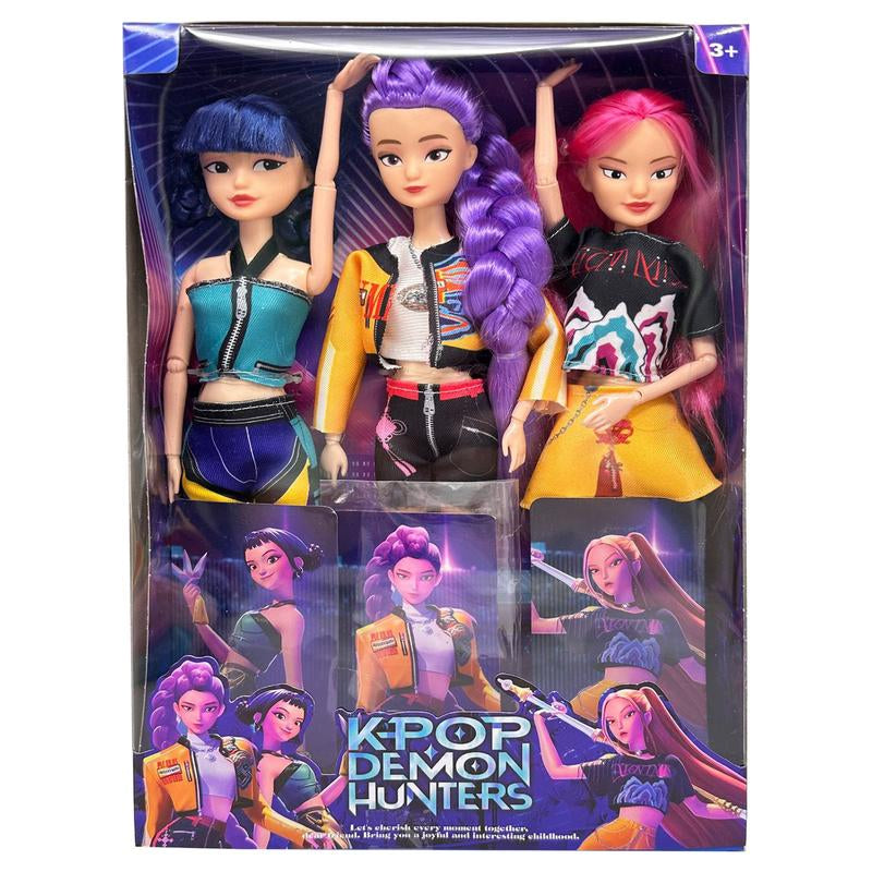 K-Pop Demon Hunters Anime Action Figure Doll 11.5 Inches–12 Joint Movable Anime-Rumi, Mira and Zoey, Anime-Inspired Collectible Dolls, Mystery Box Merch Gift for Fans & Kids-Desk Display-Kpop Idol Merch Collectibles -Halloween Christmas Gift, Festivals