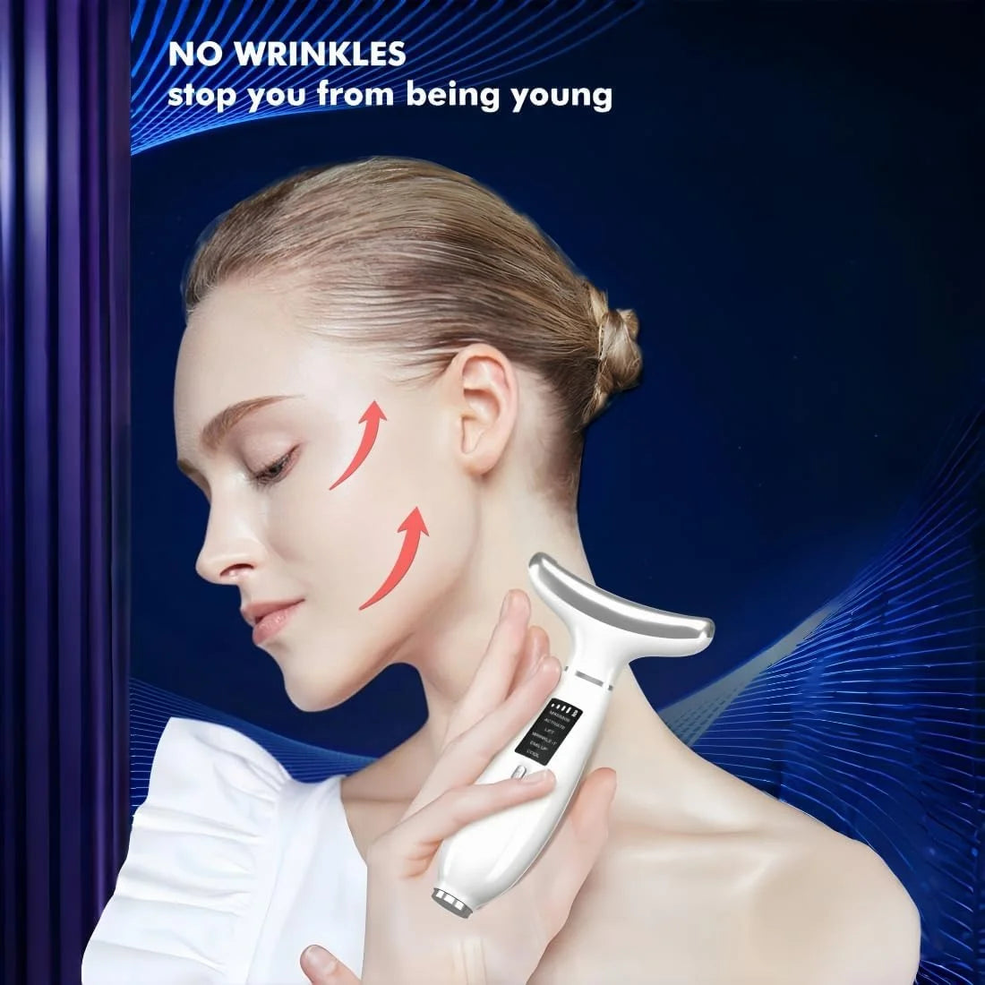 Revolutionary 6-in-1 Facial and Neck Beauty Device - Transform Your Skin with Light Therapy, Vibration, and Cooling for a Spa-Quality Experience at Home