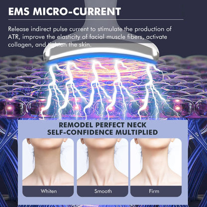 Revolutionary 6-in-1 Facial and Neck Beauty Device - Transform Your Skin with Light Therapy, Vibration, and Cooling for a Spa-Quality Experience at Home