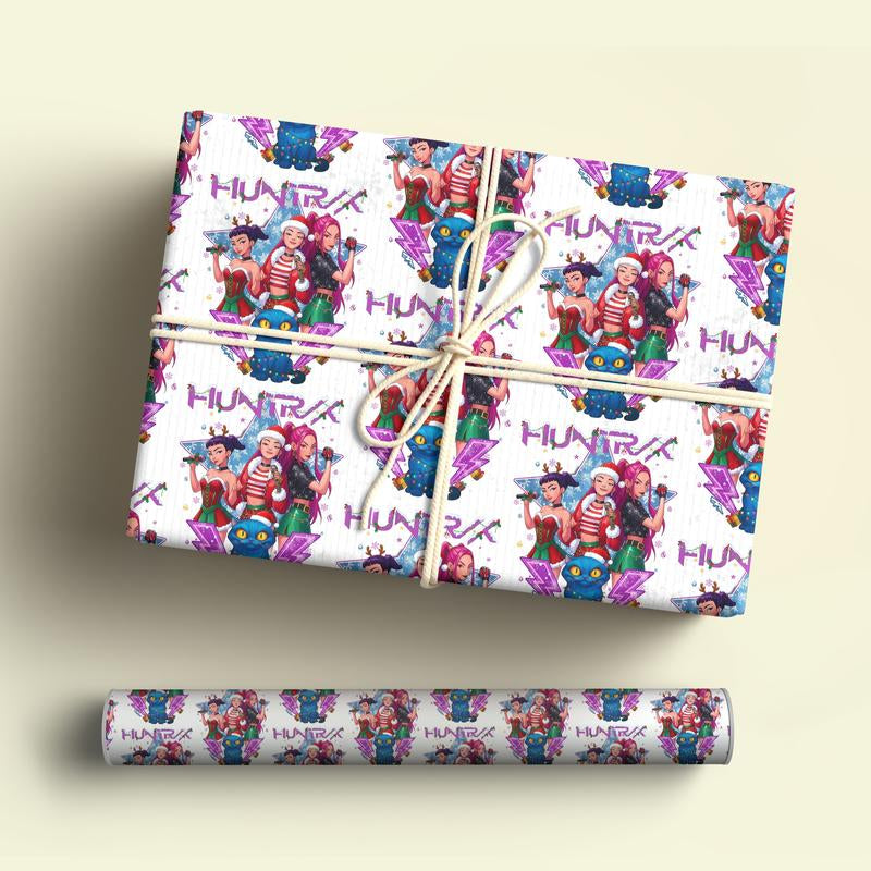 Kpop Demon Hunters Christmas Wrapping Paper - Saja Boys Huntrix Gift Wrap for Festive Celebrations