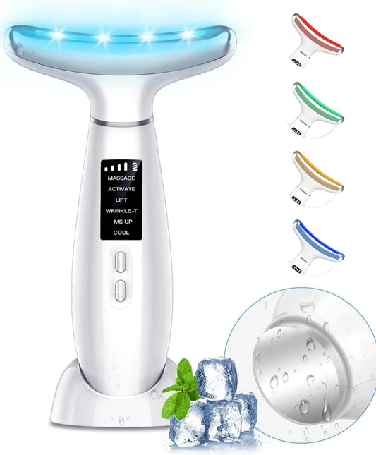 Revolutionary 6-in-1 Facial and Neck Beauty Device - Transform Your Skin with Light Therapy, Vibration, and Cooling for a Spa-Quality Experience at Home