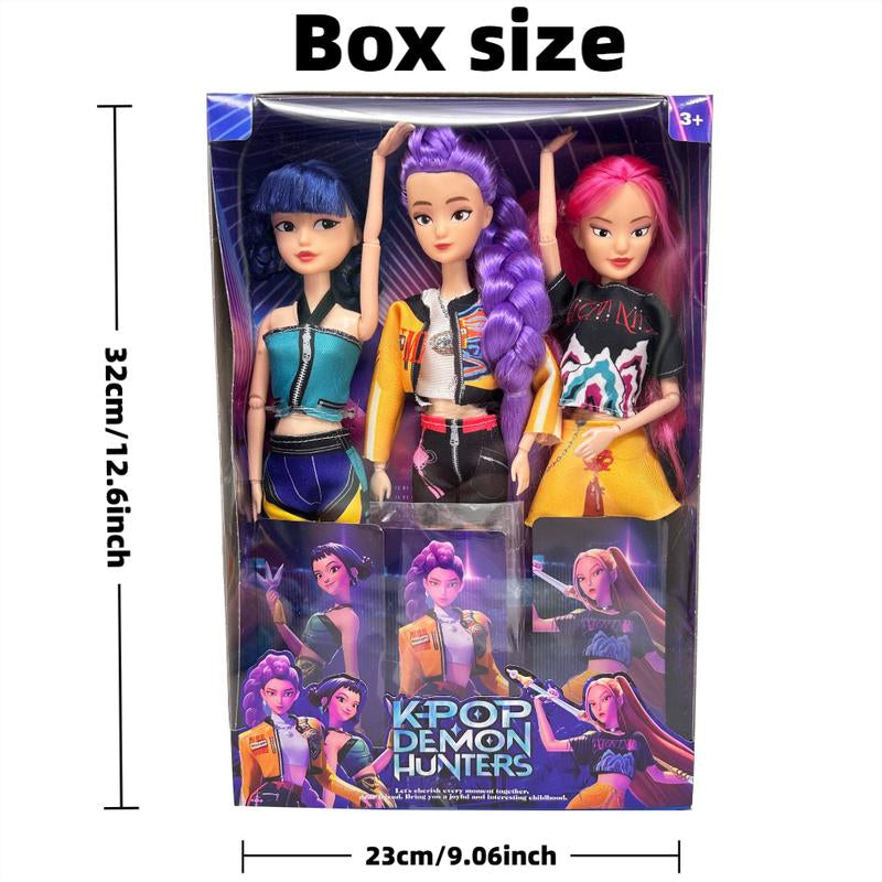 K-Pop Demon Hunters Anime Action Figure Doll 11.5 Inches–12 Joint Movable Anime-Rumi, Mira and Zoey, Anime-Inspired Collectible Dolls, Mystery Box Merch Gift for Fans & Kids-Desk Display-Kpop Idol Merch Collectibles -Halloween Christmas Gift, Festivals