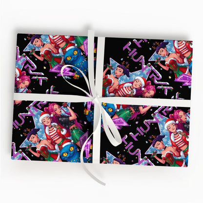 Kpop Demon Hunters Christmas Wrapping Paper - Saja Boys Huntrix Gift Wrap for Festive Celebrations