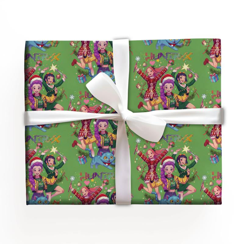 Kpop Demon Hunters Christmas Wrapping Paper - Saja Boys Huntrix Gift Wrap for Festive Celebrations