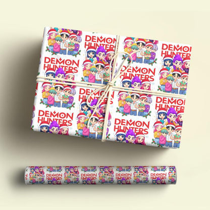 Kpop Demon Hunters Christmas Wrapping Paper - Saja Boys Huntrix Gift Wrap for Festive Celebrations