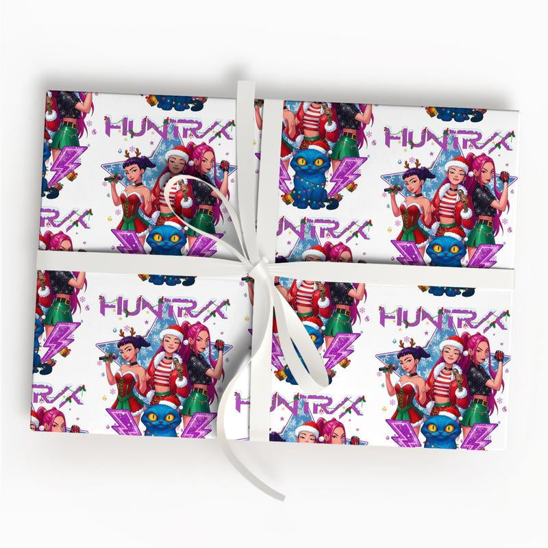 Kpop Demon Hunters Christmas Wrapping Paper - Saja Boys Huntrix Gift Wrap for Festive Celebrations