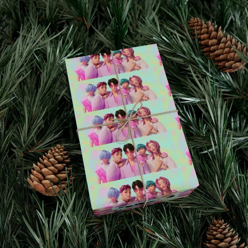 Kpop Demon Hunters Christmas Wrapping Paper - Saja Boys Huntrix Gift Wrap for Festive Celebrations
