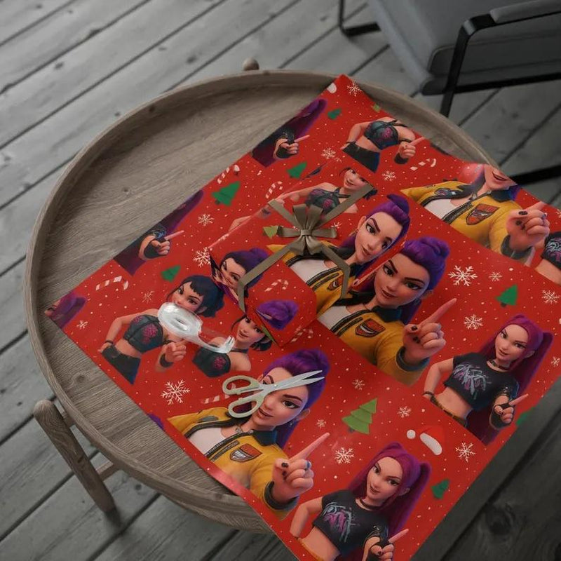 Kpop Demon Hunters Christmas Wrapping Paper - Saja Boys Huntrix Gift Wrap for Festive Celebrations