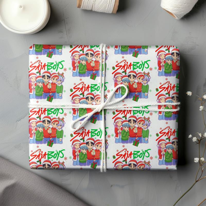 Kpop Demon Hunters Christmas Wrapping Paper - Saja Boys Huntrix Gift Wrap for Festive Celebrations